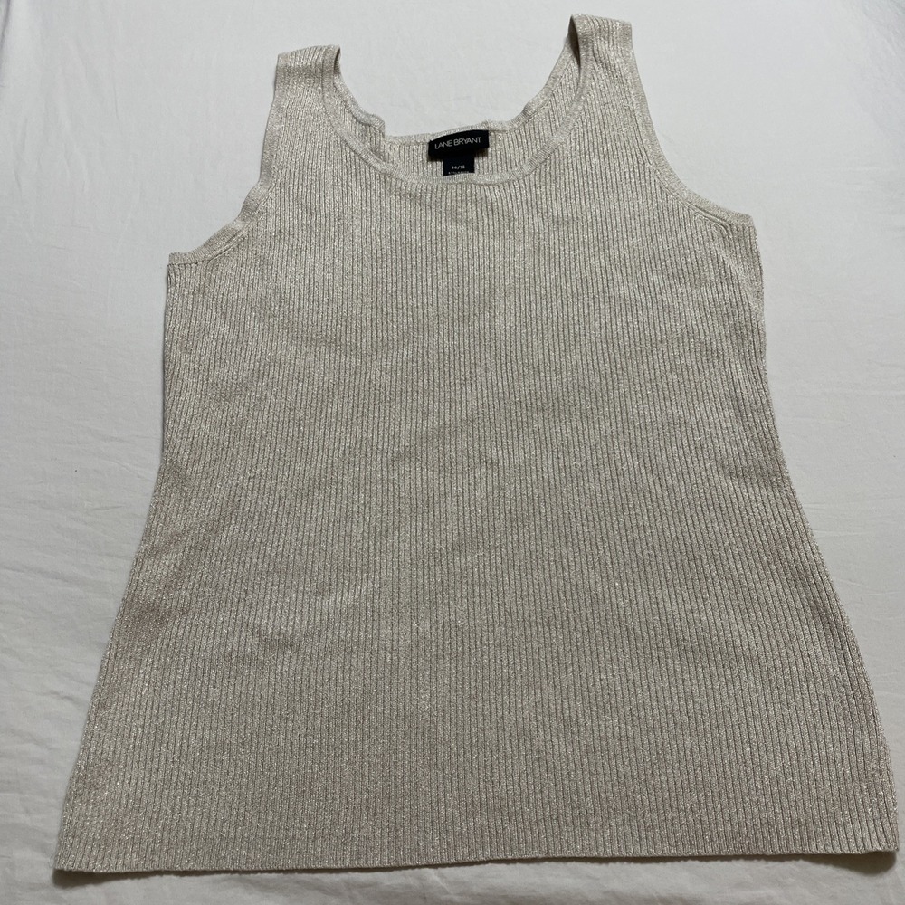 Lane Bryant Gold Metallic Ribbed Sleeveless Top Sz 14/16
